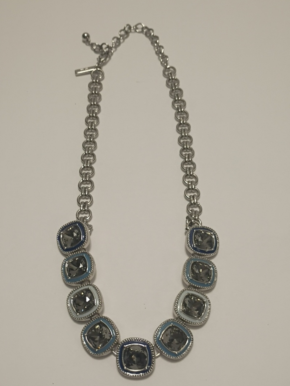 White House Black Market Silver-Tone Necklace with Blue and Gray Accents
